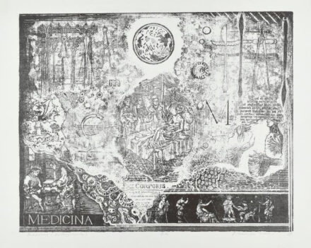 Ábrahám Rafael (1929-2014): Medicina. Litográfia, papír, jelzett, művészpéldány E.A. jelzéssel, 35x44 cm