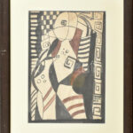 Kádár Béla jelzéssel: Alak. Akvarell, papír, üvegezett fakeretben, 26×18 cm