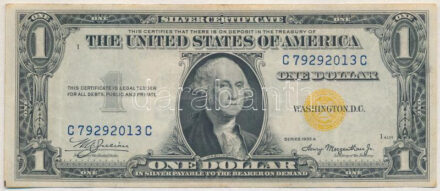 Amerikai Egyesült Államok 1934-1945. (1935A) 1$ 'Silver Certificate - kisméretű' sárga pecsét, 'William Alexander Julian - Henry Morgenthau Jr.' T:III USA 1934-1945. (1935A) 1 Dollars 'Silver Certificate - small size' Yellow seal, 'William
