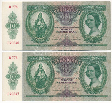 1936. 10P (2x) sorszámkövetők 'B 774 079246 - B 774 079247' T:I- sarokhajlás Adamo P9