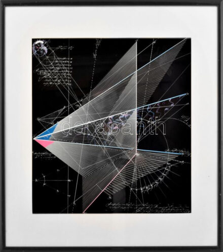 Jelzés nélkül: Geometria. Ofszet, papír, üvegezett fakeretben, 40x40 cm