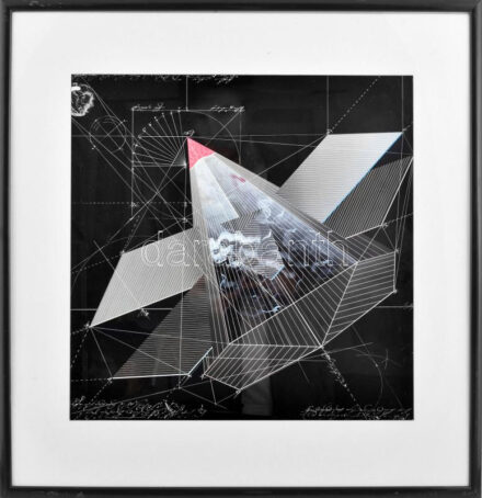 Jelzés nélkül: Geometriai alakzatok. Ofszet, papír, üvegezett fakeretben, 40x40 cm
