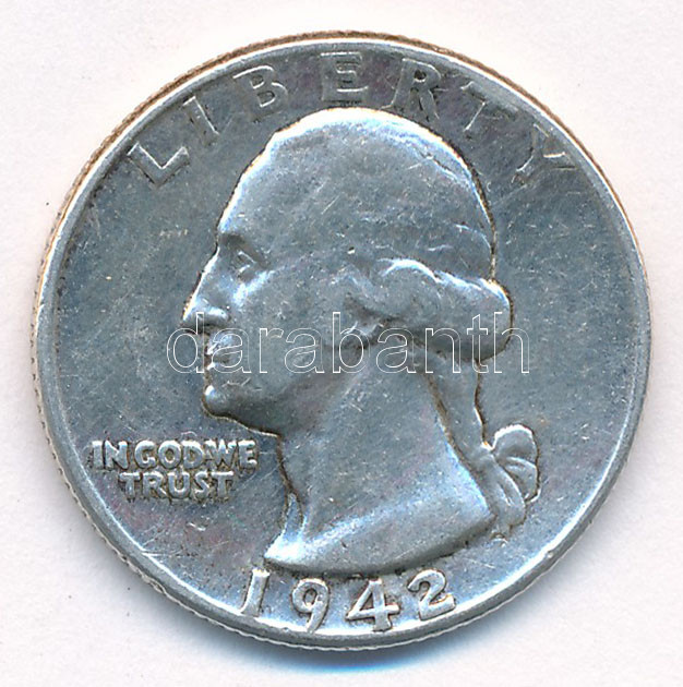 Amerikai Egyesült Államok 1942. 25c Ag T:2 USA 1942. 25 Cents Ag C:XF Krause KM#164