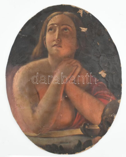Jelzés nélkül, feltehetően XIX. sz. második fele: Fohász. Olaj, vászon. Kartonra kasírozva. Sérült. 45×35 cm