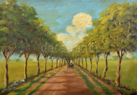 Olvashatatlan jelzéssel: Hazafelé. Olaj, karton. 25×35 cm
