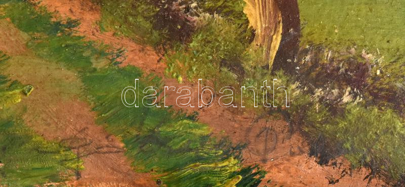Olvashatatlan jelzéssel: Hazafelé. Olaj, karton. 25×35 cm - Image 2