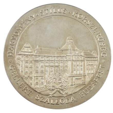 Bozó Gyula (1913-2004) 1993. '75 éves a budapesti Gellért Szálloda' kétoldalas Ag emlékérem, peremén SZG beütéssel (36.2g/0.925/43,5mm) T:1- (eredetileg PP) kis patina