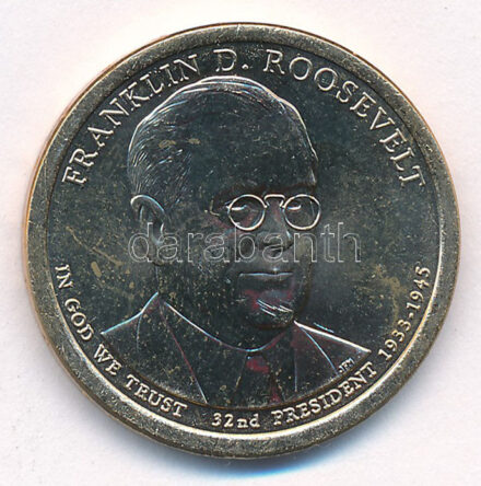 Amerikai Egyesült Államok 2014. 1$ Cu-Ni-Zn 'Elnöki Dollárok - Franklin D. Roosevelt' T:1- kis karc, patina USA 2014. 1 Dollar Cu-Ni-Zn 'Presidential Dollar Coins - Franklin D. Roosevelt' C:AU small scratch, patina Krause KM#574