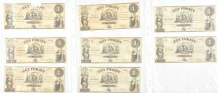 1852. 1Ft (8x) 'Kossuth bankó' kitöltetlen 'A','B','C','D' 'G' 'H' 'F' sorozatjellel T:I, Hungary 1852. 1 Forint (8x) (A,B,C,D,G,H,F prefixes) without date and serial number C:UNC Adamo G122