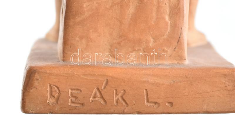 Deák László. Fiú széken. Terrakotta, jelzett, hibátlan 15 cm - Image 3