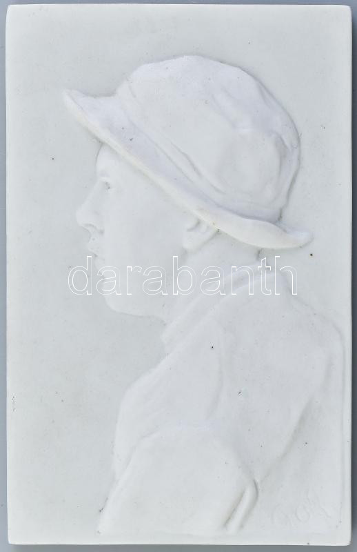 Herendi porcelán plakett. Csók István. Jelzett, biszkvit, hátulján kis lepattanás 9x14 cm