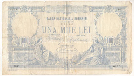 Románia 1920. 1000L 'B.63 0455 01551455' T:III- Romania 1920. 1000 Lei 'B.63 0455 01551455' C:VG Krause P#23