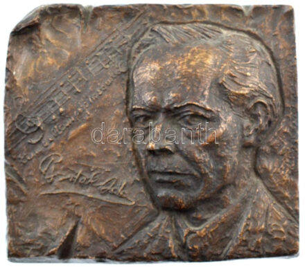 Herczeg Klára (1906-1997) DN 'Bartók Béla' öntött bronz emlékplakett (185x160mm) T:1-