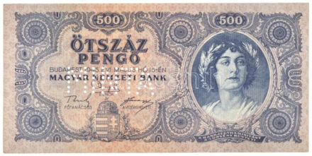 1945. 500P magyar 'N' betű orosz 'P' helyett 'K000 000000' 'MINTA' perforációval T:I Adamo P19h