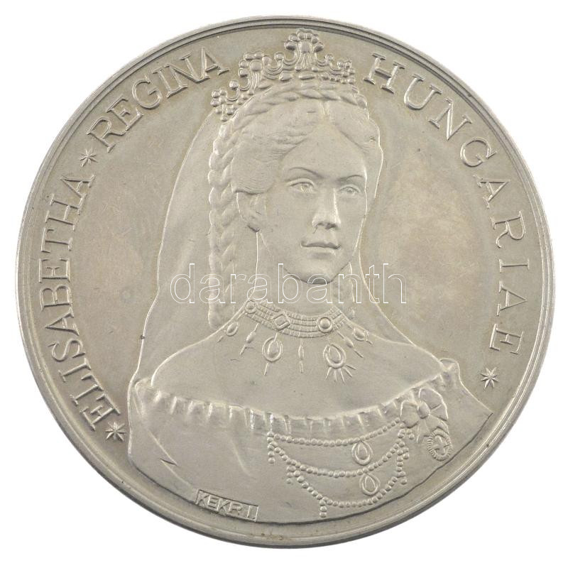 Kelemen Kristóf (1922-2001) 1987. 'MÉE / Erzsébet királyné születésének emlékére' Ag emlékérem, eredeti műanyag tokban, eredeti leírással (36g/0.640/42mm) T:1- (eredetileg PP)
