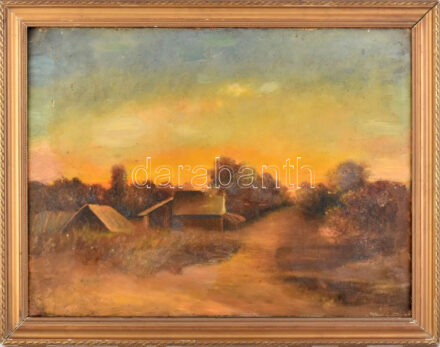 Vágó S. jelzéssel: Hangulatos táj. Olaj, vászon. Kissé sérült. Dekoratív, kissé sérült fakeretben. 45×60 cm