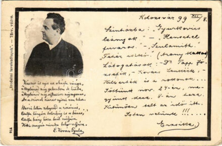 1899 (Vorläufer) E. Kovács Gyula színész. Irodalmi levelezőlapok 914. / Hungarian actor (EK)