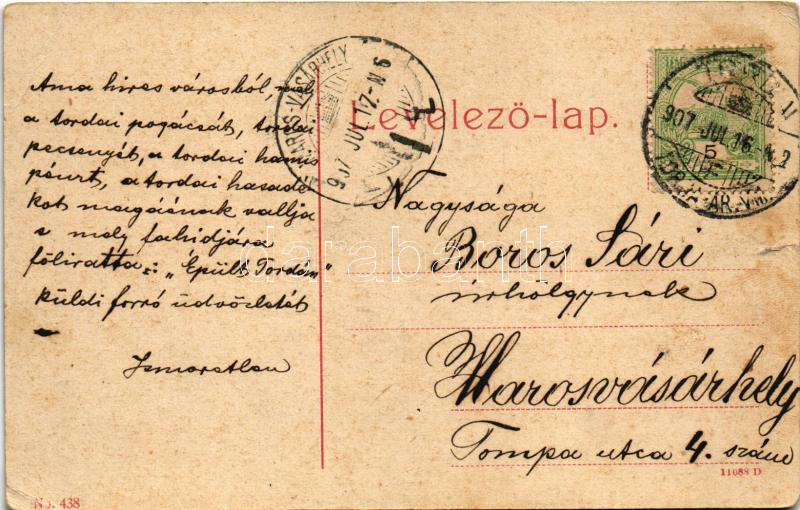 1907 Torda, Turda; Városi vigadó. W.L. ? No. 438. / redoute (szakadás / tear) - Image 2