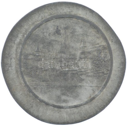 DN 'Budai vár látképe' fém egyoldalas emlékérem (72mm) T:2
