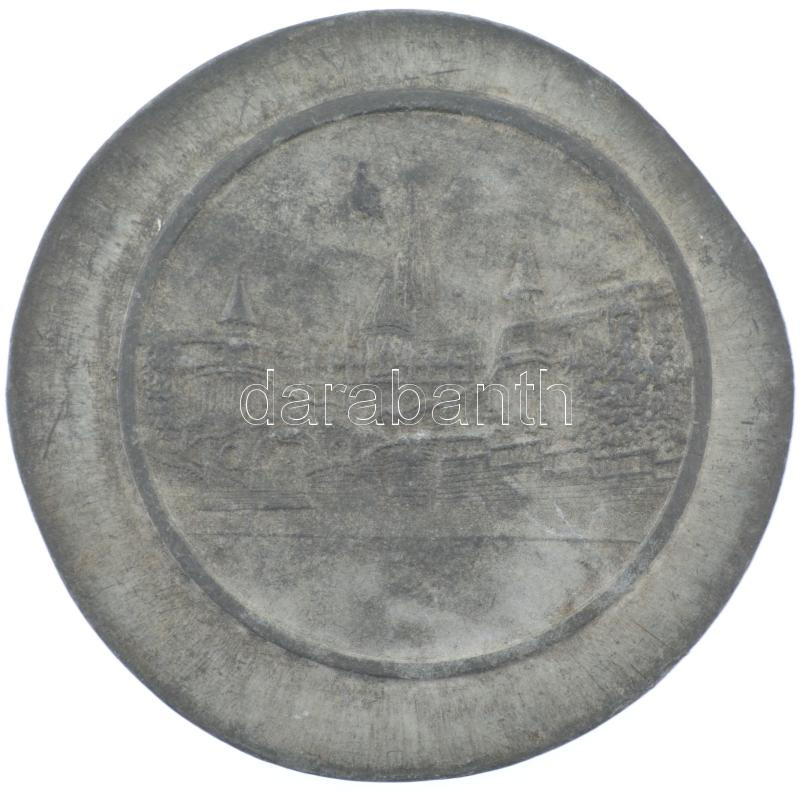 DN 'Budai vár látképe' fém egyoldalas emlékérem (72mm) T:2