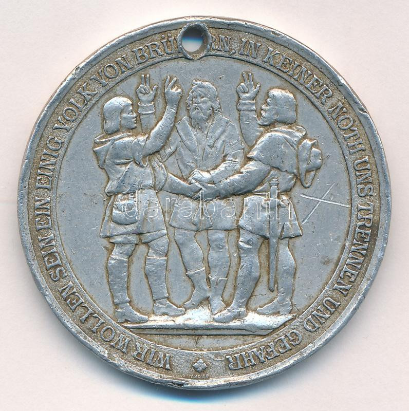 Svájc 1891. 'A Svájci Konföderáció alapításának 600. évfordulója' kétoldalas Al emlékérem (50mm) T:2 ly. Switzerland 1891. '600th anniversary of the founding of the Swiss Confederation' two-sided Al commemorative medallion (50mm) C:XF - Image 2