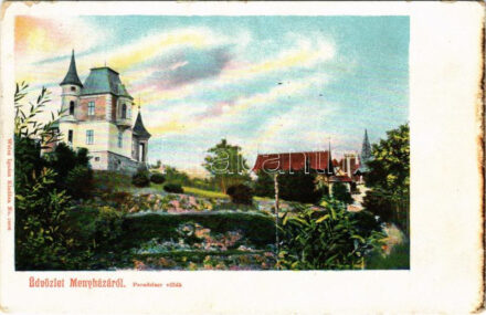 Menyháza-fürdő, Monyásza, Baile Moneasa; Paradeiser villák. Weisz Ignác kiadása / villas (EK)