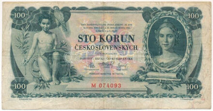 Csehszlovákia 1931. 100K 'M 074093' T:III,III- Czechoslovakia 1931. 100 Korun 'M 074093' C:F,VG Krause P#23