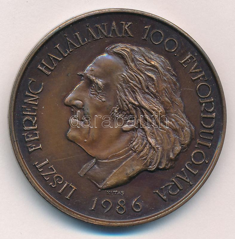 Kutas László (1936-) 1986. 'MÉE Sopron / Liszt Ferenc halálának 100. évfordulója' bronz kétoldalas emlékérem (42mm) T:1- Adamo SN2