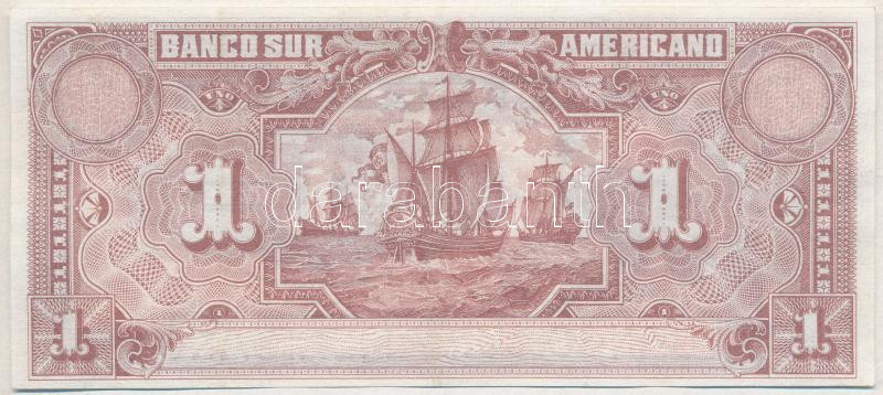 Ecuador / Banco Sur Americano 1920. 1S T:III szép papír Ecuador / Banco Sur Americano 1920. 1 Sucre C:F fine paper Krause S251r - Image 2