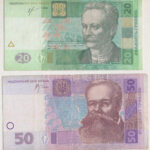 Ukrajna 2005. 50H + 2013. 20H T:III folt, az egyiken kis kopás Ukraine 2005. 50 Hryven + 2013. 20 Hryven C:F spot, small material error on one Krause P#121,120 - Image 2