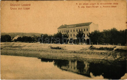 Lippa, Lipova; M. kir. állami polgári és kereskedelmi iskola. W.L. 2043. / school (EK)