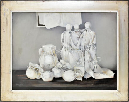 Somogyi-Soma László (1927-2004): Rejtett világ. Olaj, farost, Üvegezett keretben, 80×60 cm