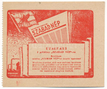 Budapest DN 'Szabad Nép' utalványa 'piros' T:I- Adamo UUJ3.2