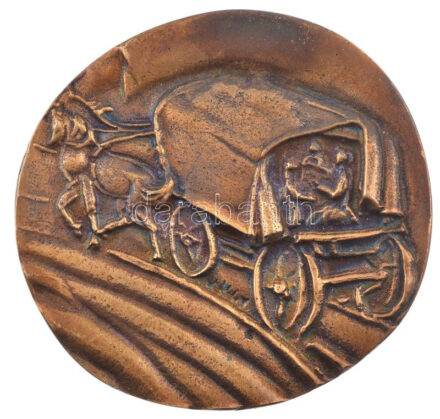 Kiss Kovács Gyula (1922-1984) 1973. 'Miskolc Nemzeti Színház 1823-1973' kétoldalas öntött bronz plakett (85mm) T:2 kis patina