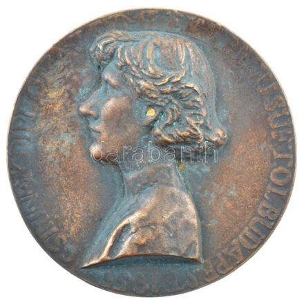 1955. 'Csirinek diplomája emlékére Jusuftol Budapest 1955' bronz egyoldalas emlékérem (80mm) T:1- patina