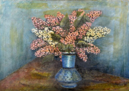 Jelzés nélkül: Virágcsendélet. Olaj, vászon. javított. 50x70 cm
