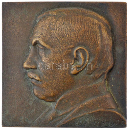 Somogyi Sándor (1881-1960) DN 'Önarckép' bronz egyoldalas emlékplakett (95x95mm) T:1-
