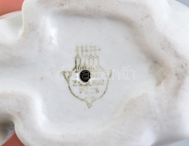 Zsolnay nyuszi. Kézzel festett, jelzett, kis kopással 10 cm - Image 2