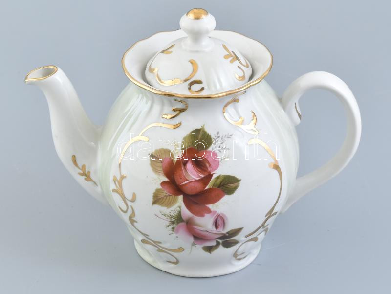 Orosz porcelán teás kanna. Matricás, jelzett, hibátlan. 17 cm