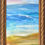 Rubovics M jelzéssel: Hullámok. Olaj, farost. Dekoratív fakeretben. 30x22 cm
