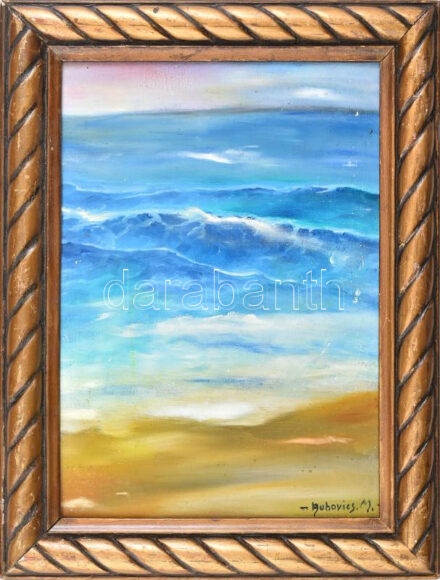 Rubovics M jelzéssel: Hullámok. Olaj, farost. Dekoratív fakeretben. 30x22 cm