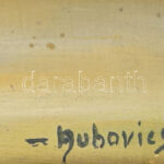 Rubovics M jelzéssel: Hullámok. Olaj, farost. Dekoratív fakeretben. 30x22 cm - Image 2