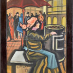Scheiber H jelzéssel: Városi forgatag. Vegyes technika, papír. Fakeretben. 83x60 cm