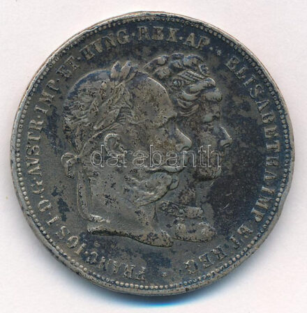 Ausztria 1879. 2G Ag 'I. Ferenc József és Erzsébet királynő / Ezüstlakodalom' Bécs T:2-,3 patina, fülnyom, ph. Austria 1879. 2 Gulden Ag 'Franz Joseph and Elisabeth / Silver Jubilee' Vienna C:VF,F patina, earmark, edge error Krause X#M5