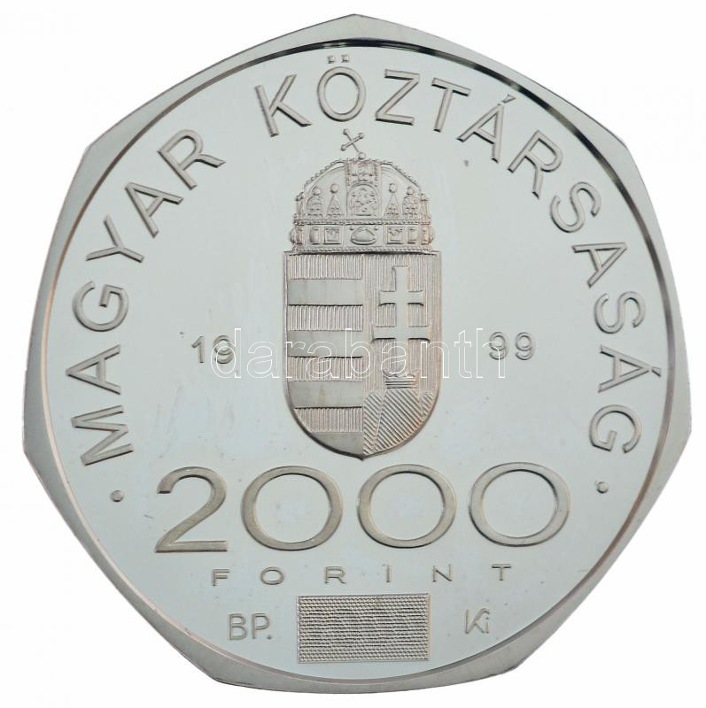 1999. 2000Ft Ag 'A 2000. évforduló' dísztokban, tanúsítvánnyal T:PP Adamo EM163