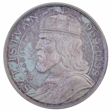 Kósa István (1953-) 2000. 'Szent István államalapító 969-1038 / Ezeréves Magyarország' Ag emlékérem dísztokban, tanúsítvánnyal (124,61g/0.999/65mm) T:PP patina