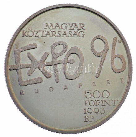 1993. 500Ft Ag 'Expo 96' kapszulában T:1 (eredetileg PP) fo., ujjlenyomat Adamo EM131
