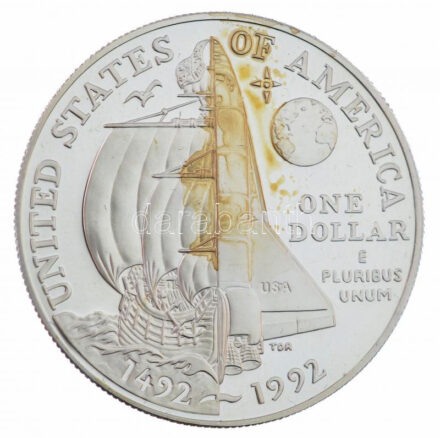 Amerikai Egyesült Államok 1992P 1$ Ag 'Amerika felfedezésének 500. évfordulója' T:PP patina USA 1992P 1 Dollar Ag 'Columbus quincentenary' C:PP patina Krause KM#238