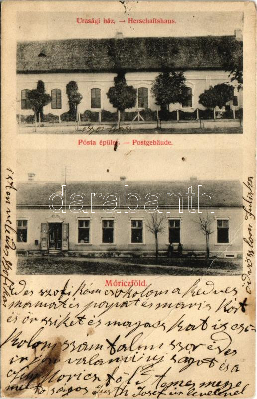 Móricföld, Móriczföld, Maureni; Urasági ház, posta épület / villa, post office / Herschaftshaus, Postgebäude (EB)
