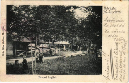 1904 Marosújvár, Uioara, Ocna Mures; Báncsai kuglizó, tekepálya, sport. Grün Géza kiadása / bowling alley